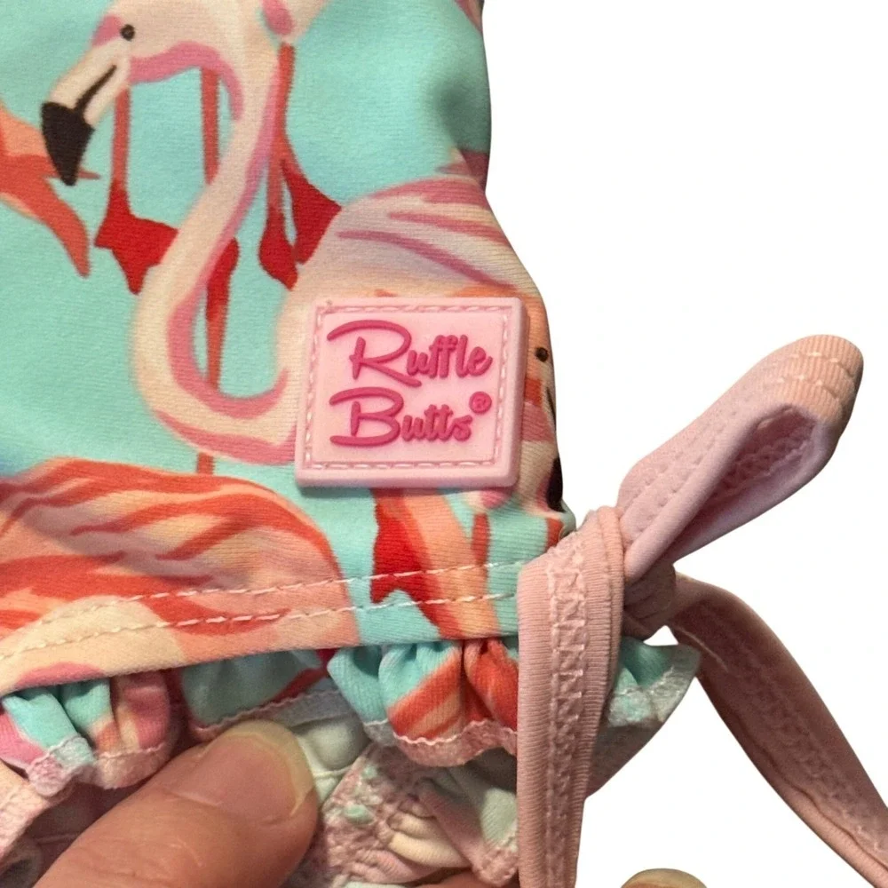 RuffleButts Flamingo Rash‎ Guard Swimsuit 6-12M One Piece